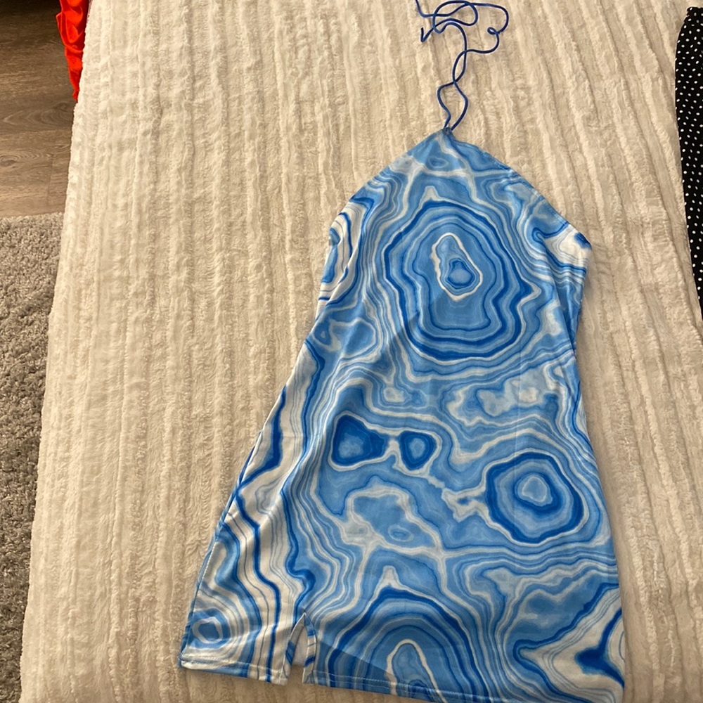 Groovy blue halter dress
